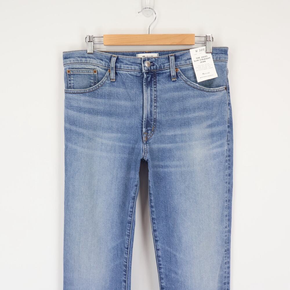 Madewell The Jules Slim Straight Jean Atlin Wash Comfort Stretch 30 Tall NWT - Picture 3 of 9